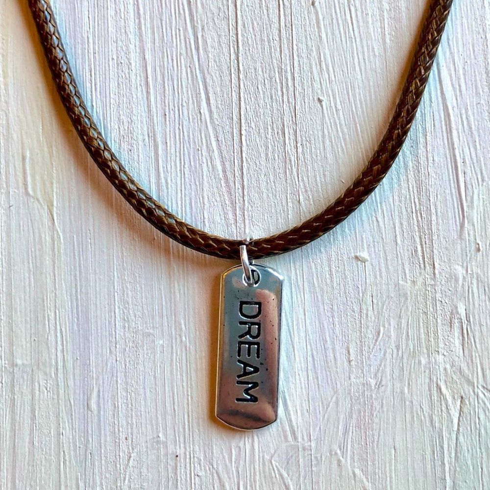 Necklace | Handmade Silver DREAM dog tag necklace